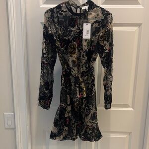 NWT REISS Floral Black Dress